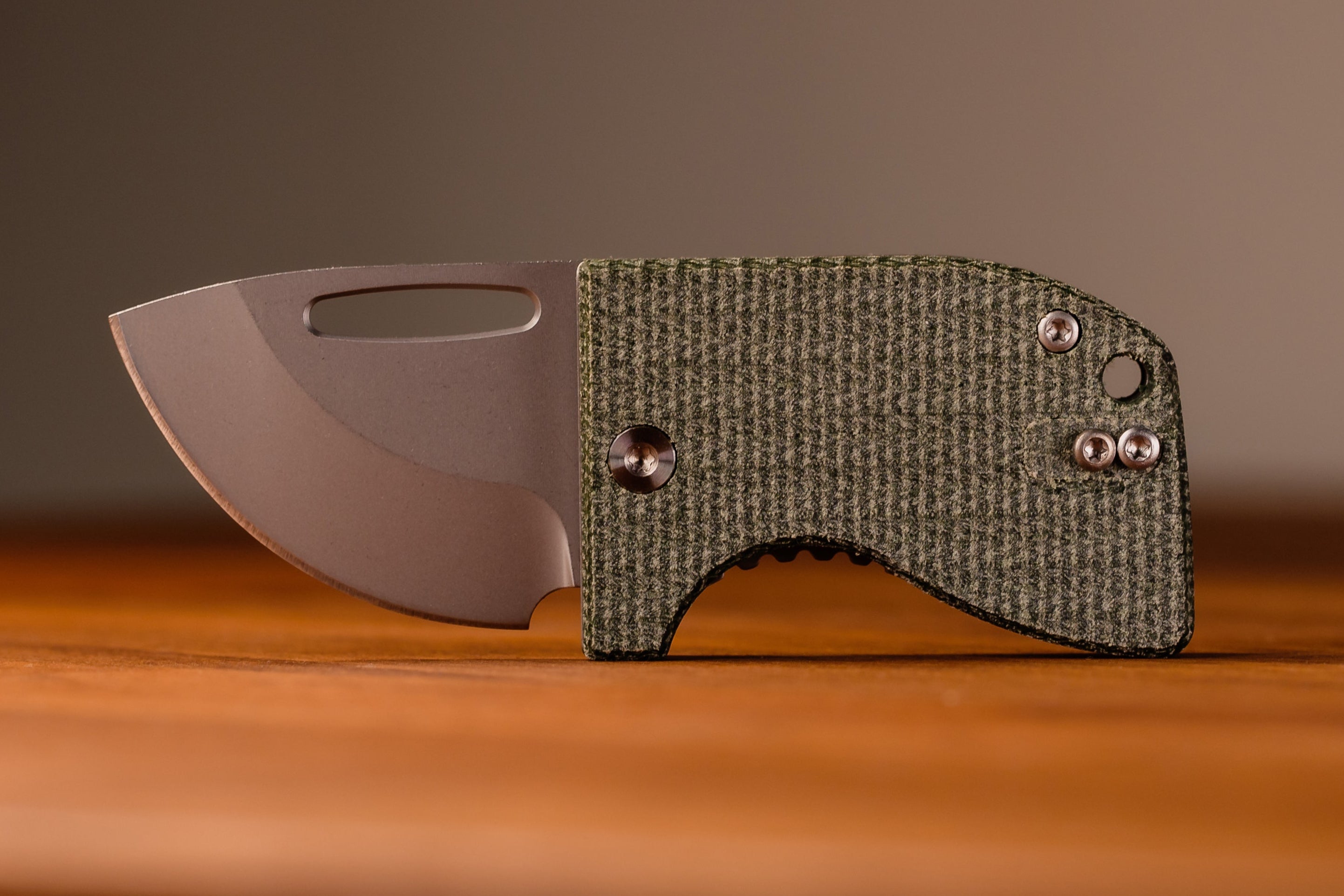 D2 Stub 2.0 Knife - Titanium Frame Lock & (( Canvas Micarta )) by Maratac®