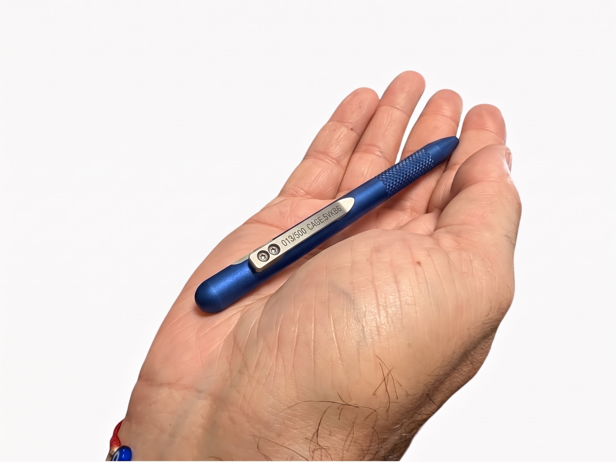 Bolt Action Titanium Flight Suit Pen by Maratac® - Gen 4 - Diamond Max Grip ( BLUE ) ( New! )