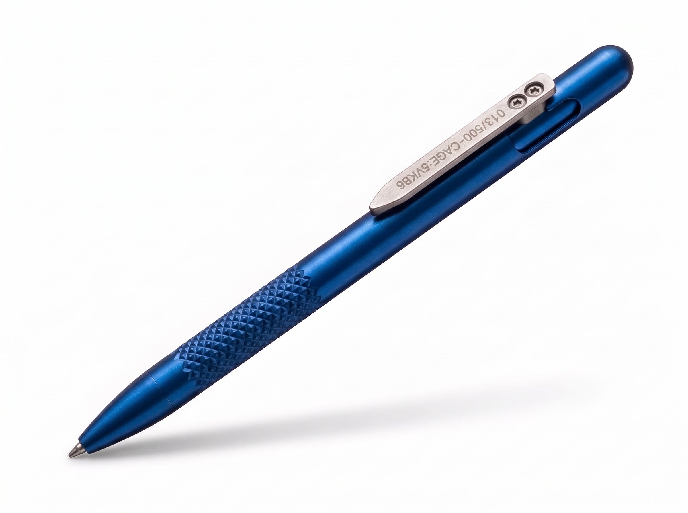 Bolt Action Titanium Flight Suit Pen by Maratac® - Gen 4 - Diamond Max Grip ( BLUE ) ( New! )