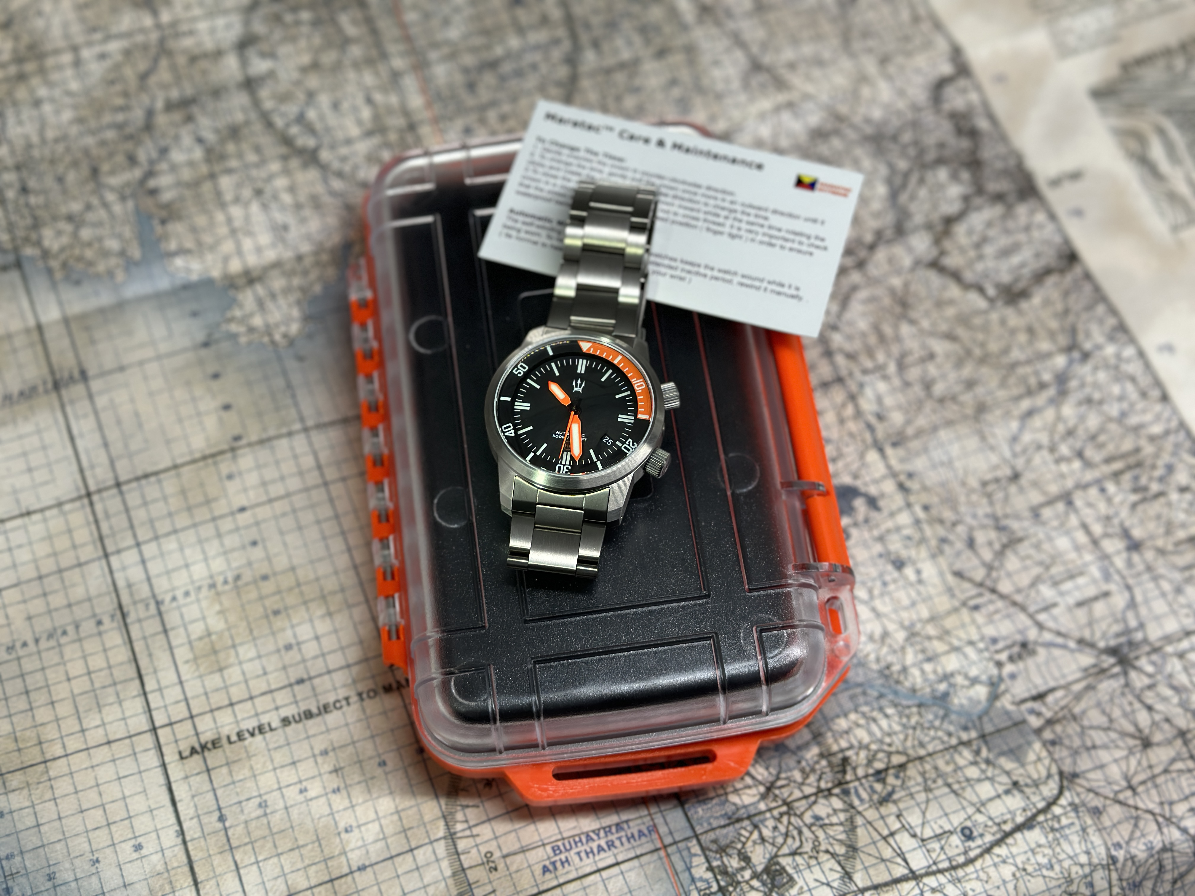 Stainless Steel DC-50 Dual Crown 50ATM Diver Automatic Watch With Date + Bracelet by Maratac®