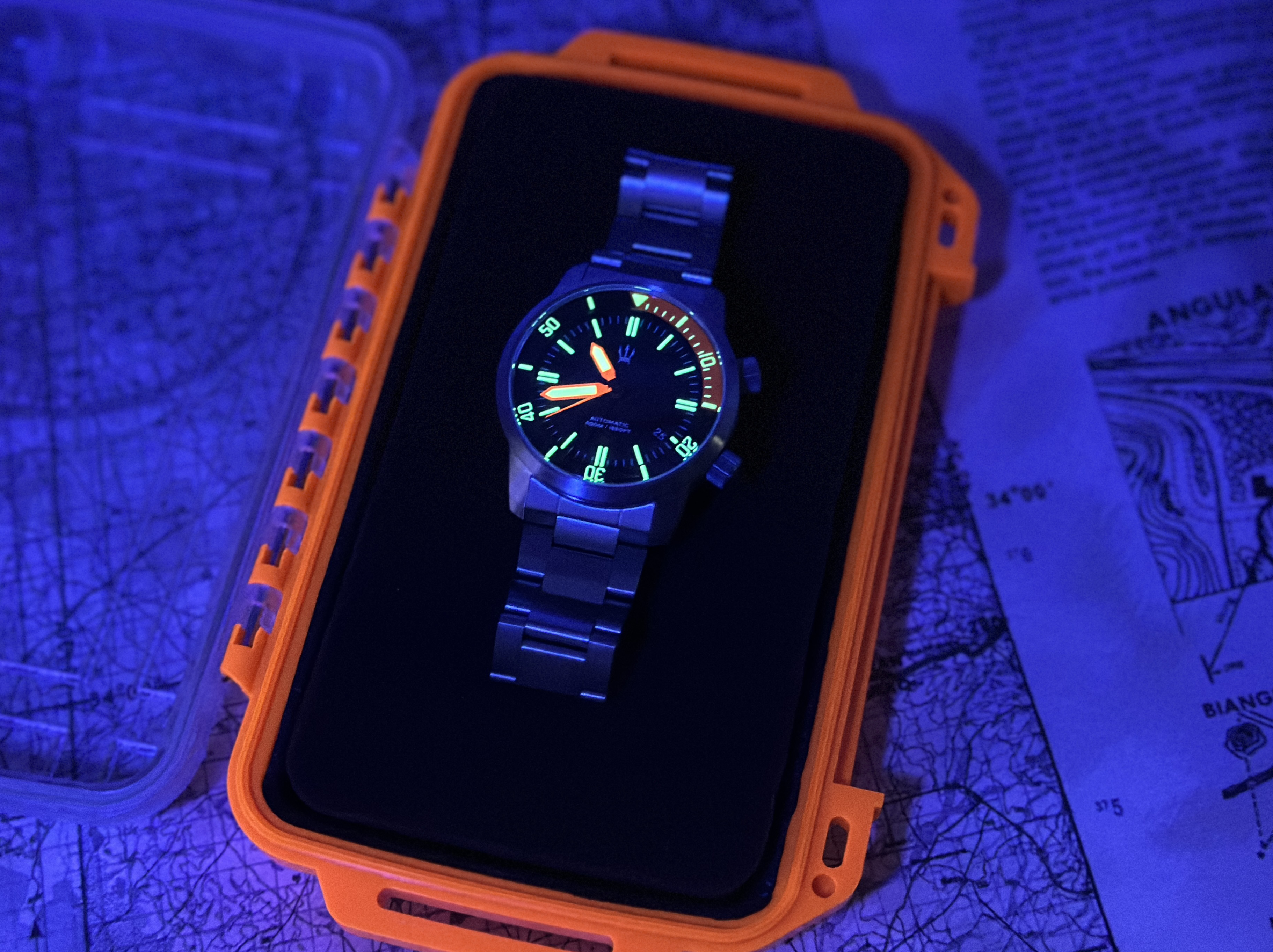 Stainless Steel DC-50 Dual Crown 50ATM Diver Automatic Watch With Date + Bracelet by Maratac®