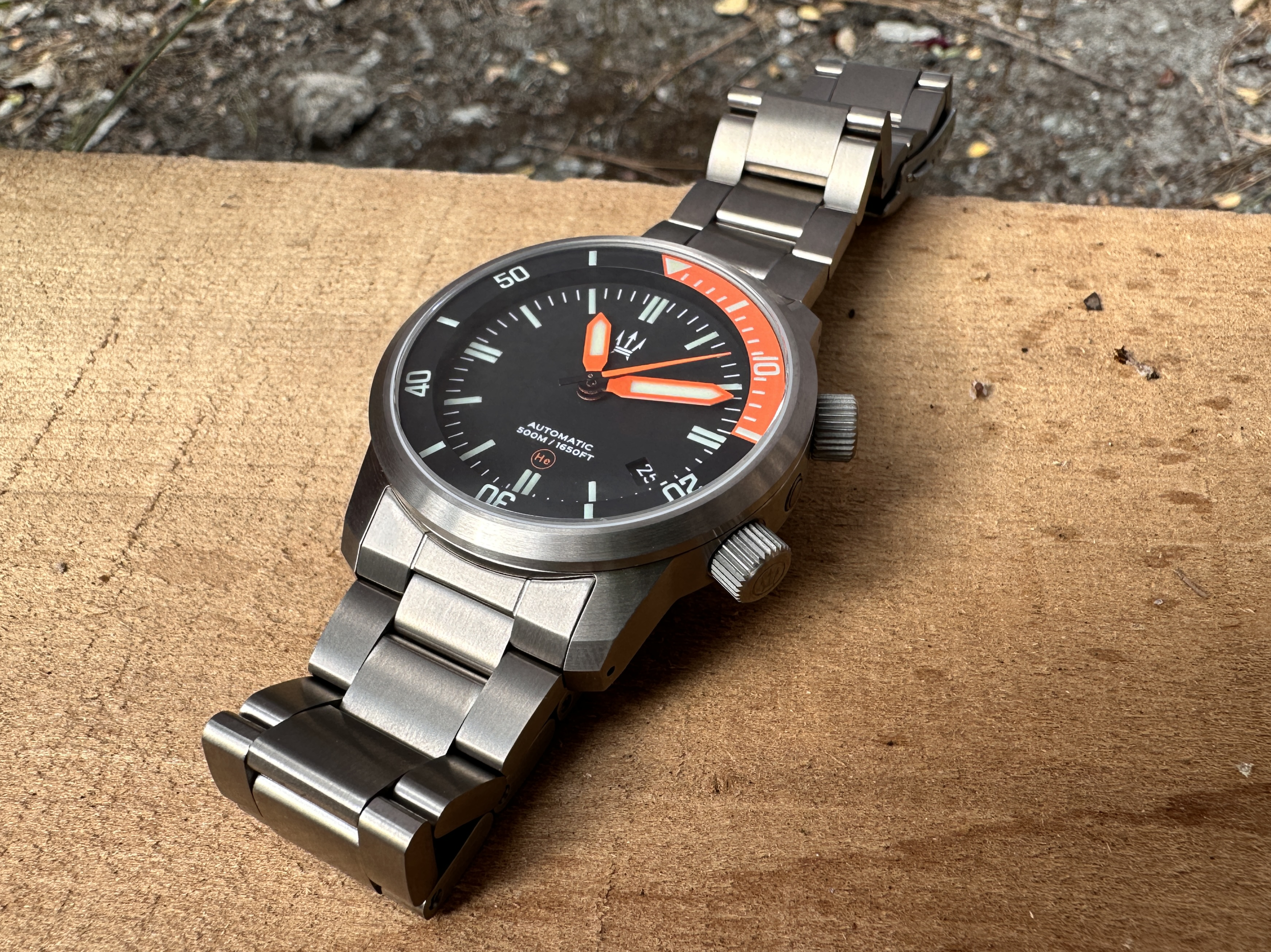 Stainless Steel DC-50 Dual Crown 50ATM Diver Automatic Watch With Date + Bracelet by Maratac®
