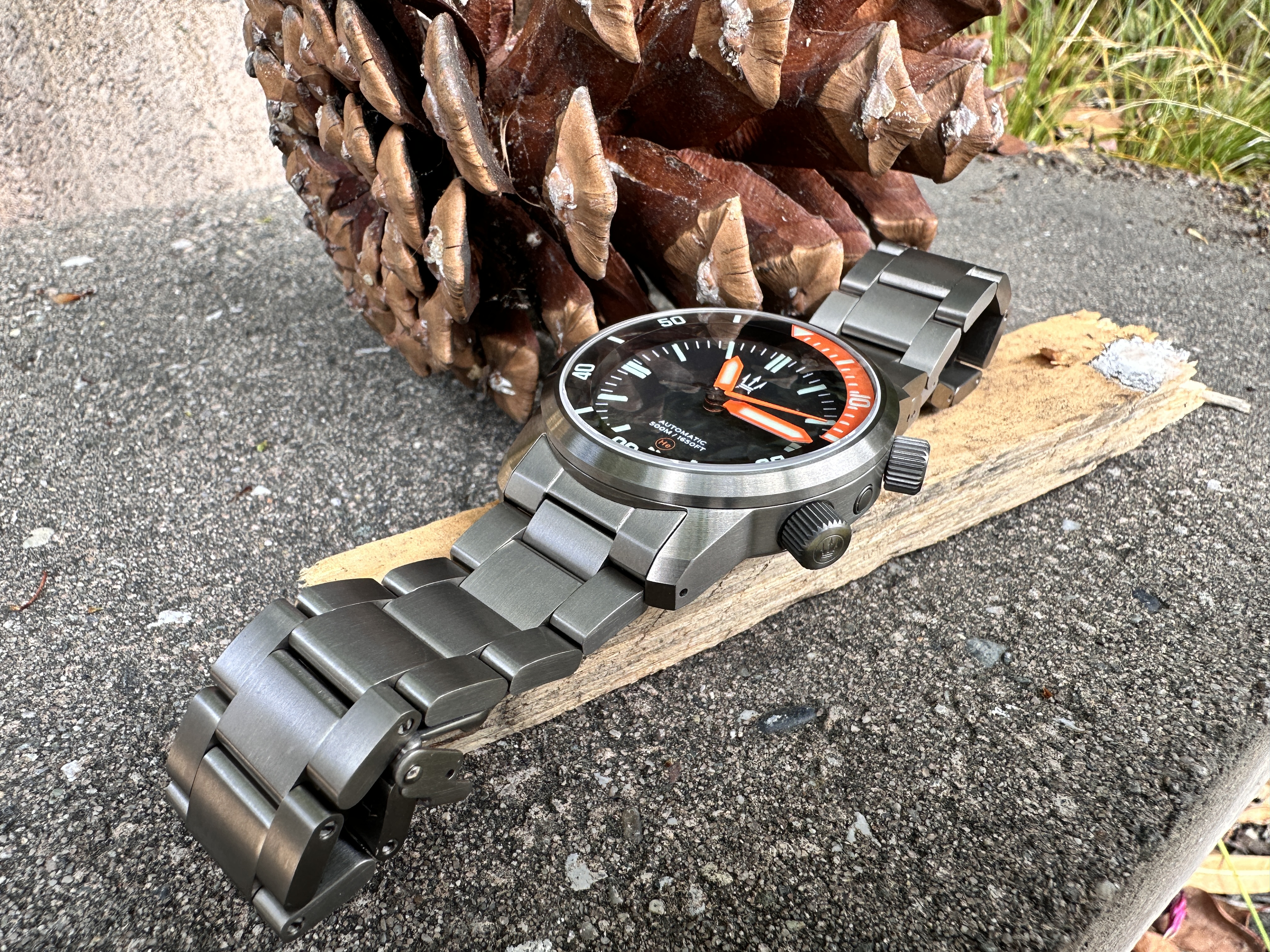 Stainless Steel DC-50 Dual Crown 50ATM Diver Automatic Watch With Date + Bracelet by Maratac®
