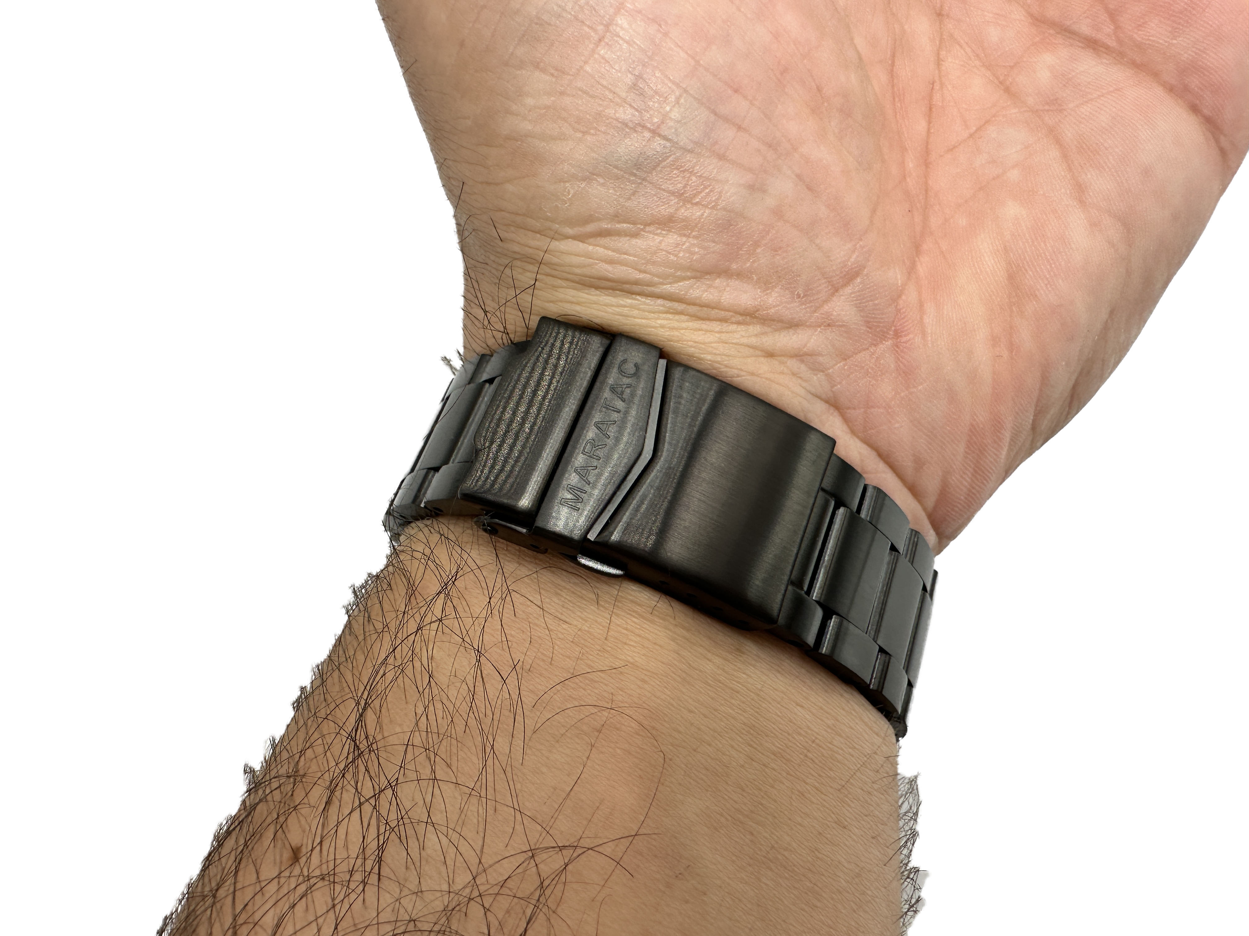 Black DLC - Stainless Steel DC-50 Dual Crown 50ATM Diver Automatic Watch With Date + Bracelet by Maratac®