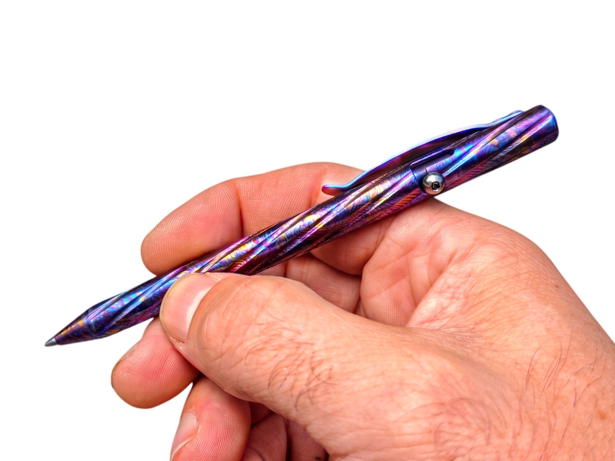 Timascus Bolt Action Pen - MaxMadCo Design - Spiral - Plasma Finish - ( Limited Batch 2 NEW )