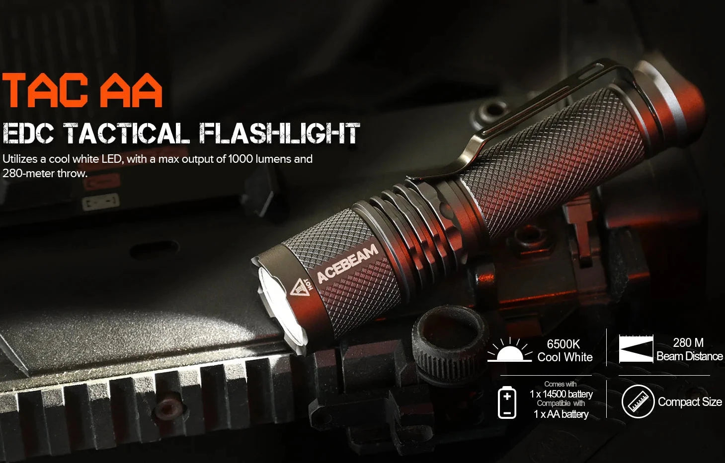 Exclusive Acebeam TAC Flashlight AA / 14500