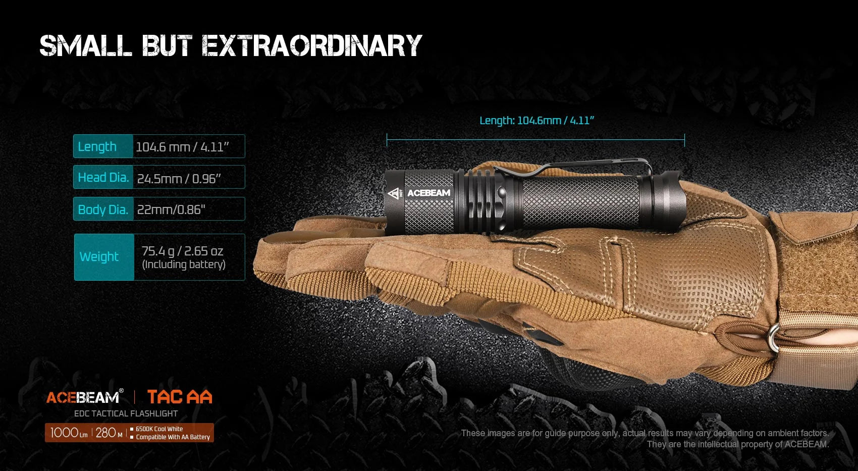 Exclusive Acebeam TAC Flashlight AA / 14500