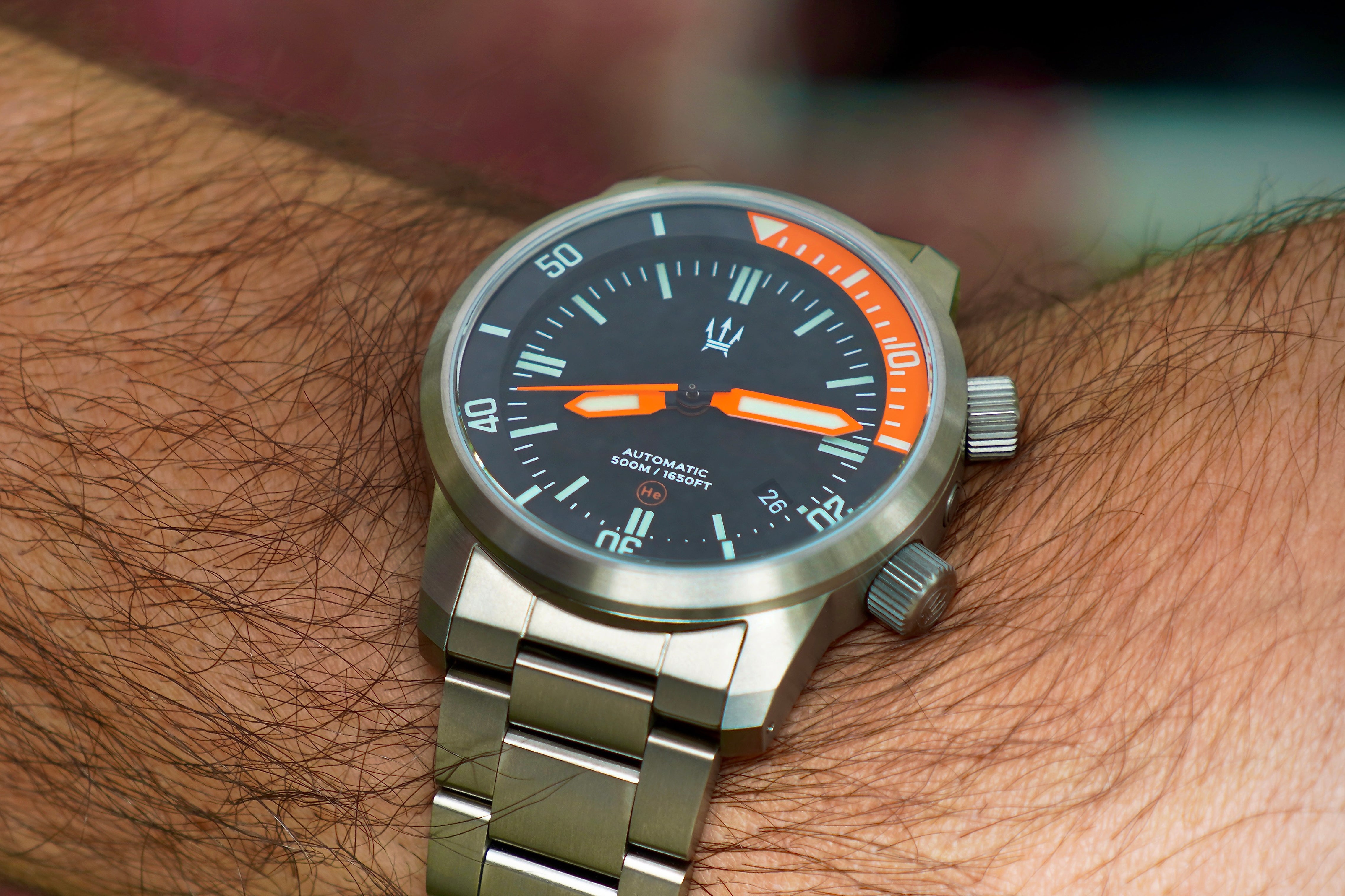 Stainless Steel DC-50 Dual Crown 50ATM Diver Automatic Watch With Date + Bracelet by Maratac®