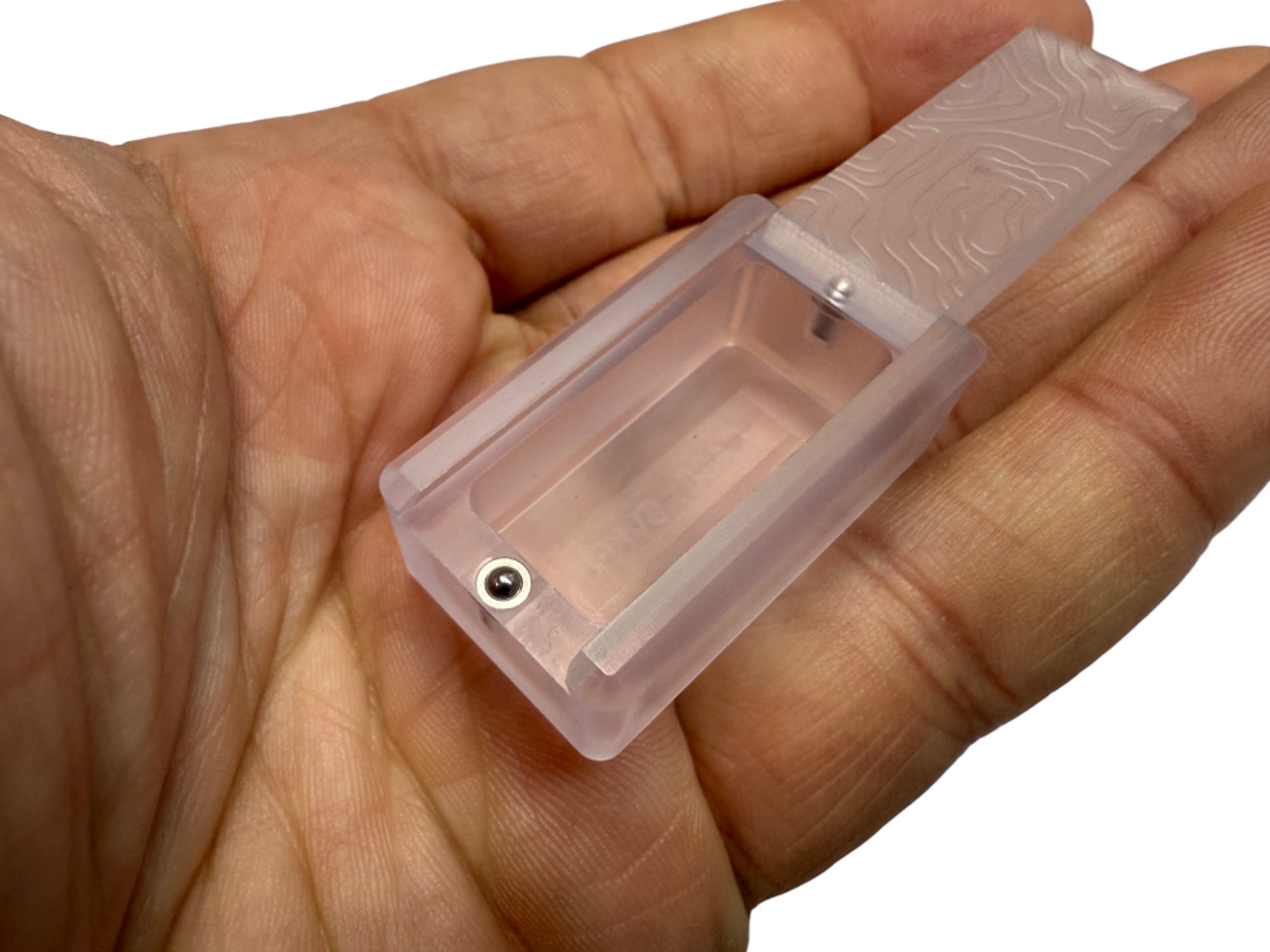 Tiny Polycarbonate Pocket Box - Gen 3 Topo + Orange Silicone Holder