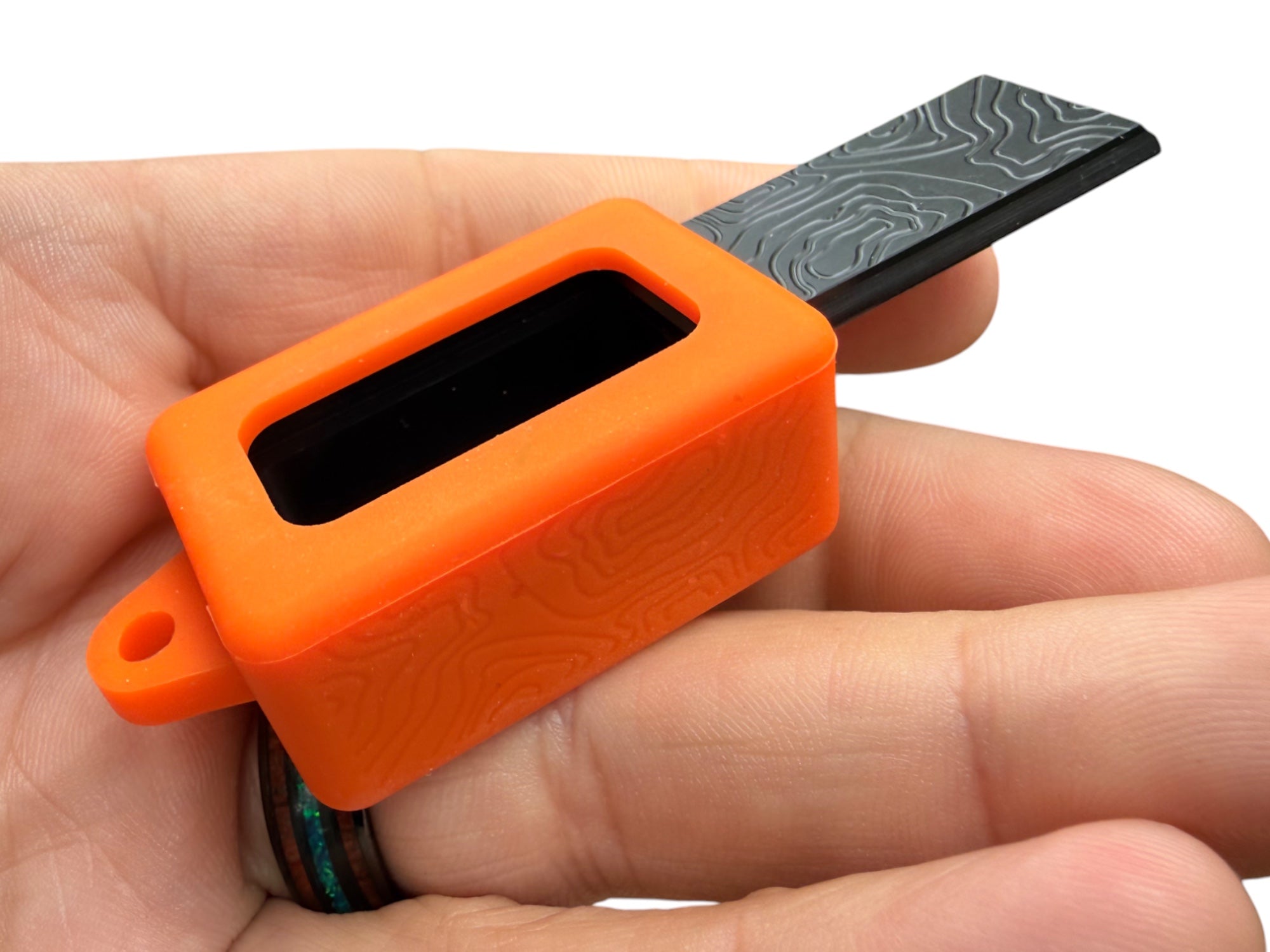 Tiny Delrin Pocket Box - ( Gen 3 ) Topo + Orange Silicone Shell