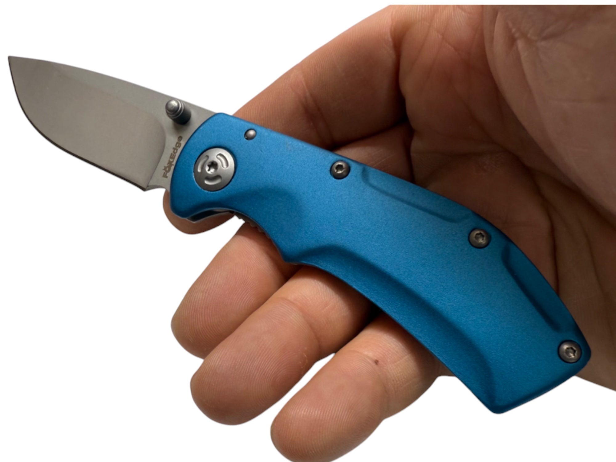 2.55" - Fox Edge Pop Smoke Frame Lock Knife Blue Aluminum - Cobalt Blue