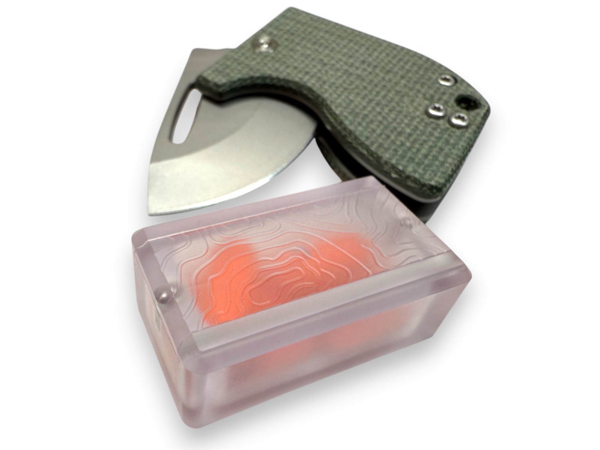 Tiny Polycarbonate Pocket Box - Gen 3 Topo + Orange Silicone Holder