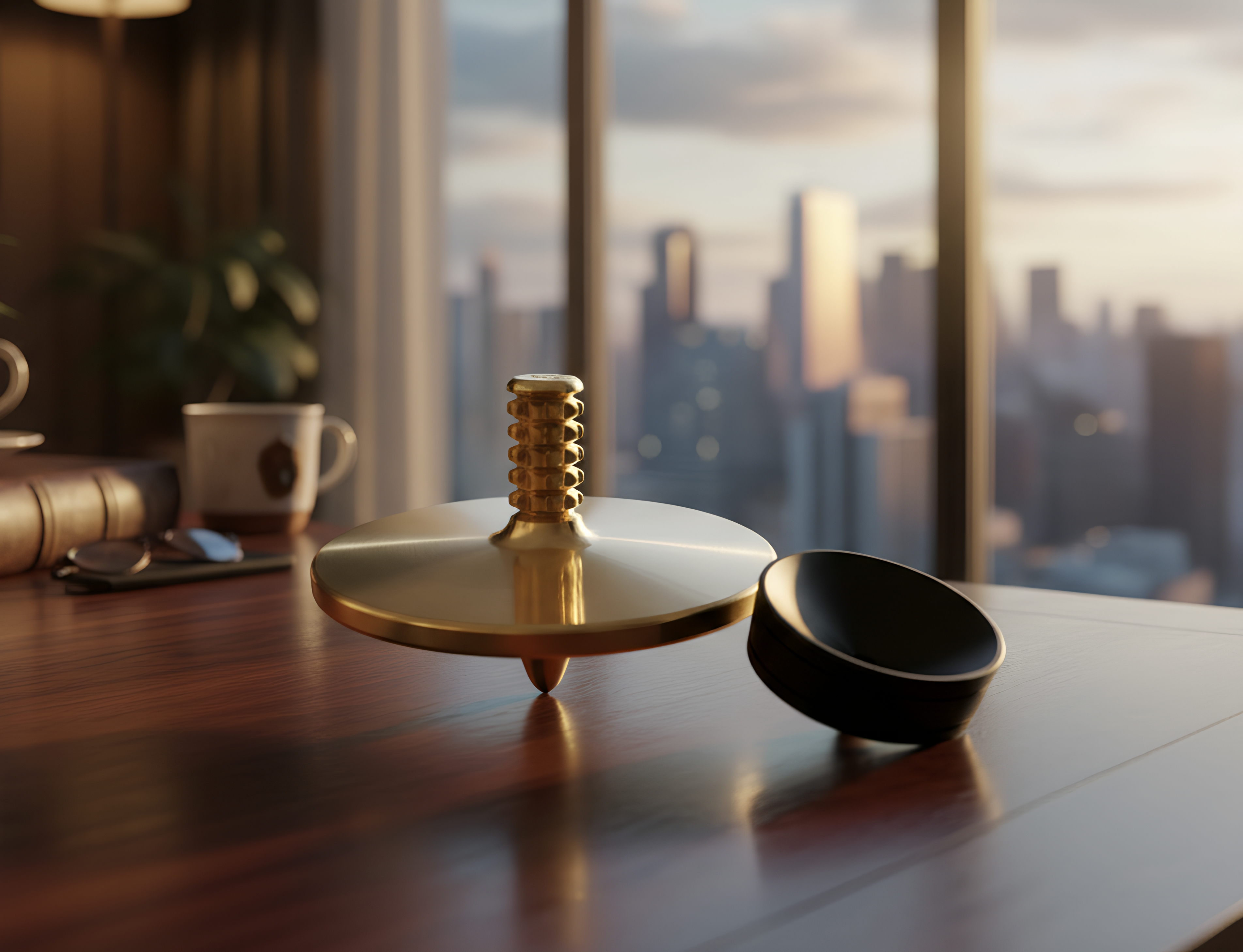 MEGA Tip Top - Tungsten / Brass - Spinning Top + Delrin Stand by Maratac®
