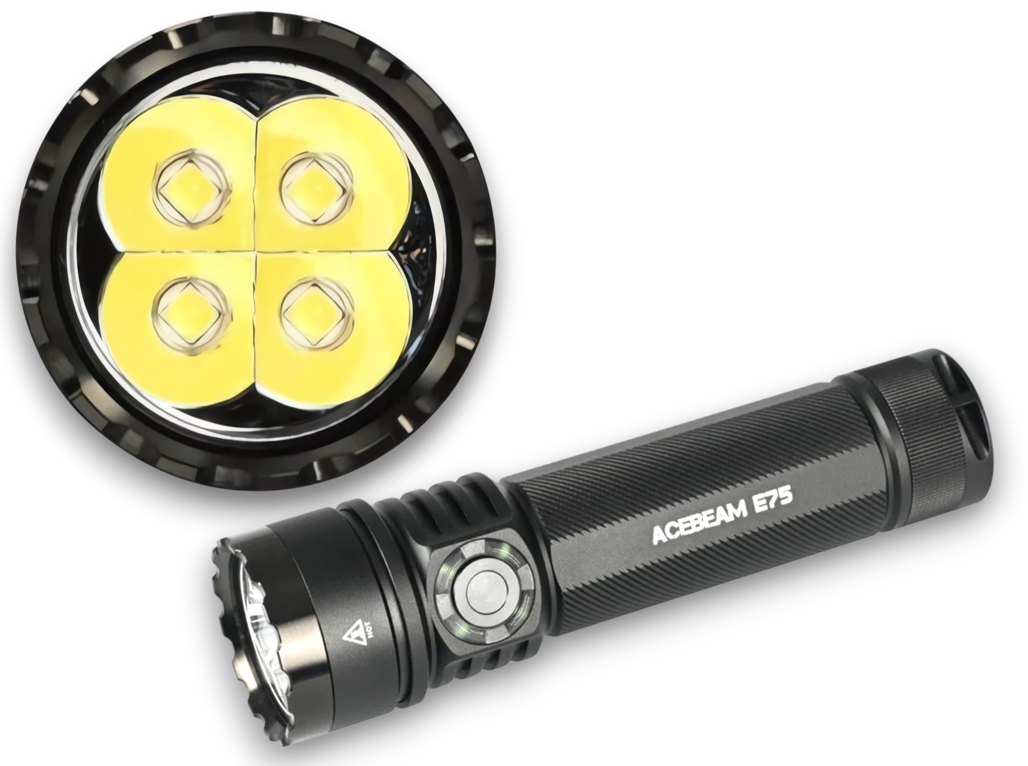 E75 Quad Core High Output Acebeam® IntelliBeam Flashlight - Insane 4500 Lumens