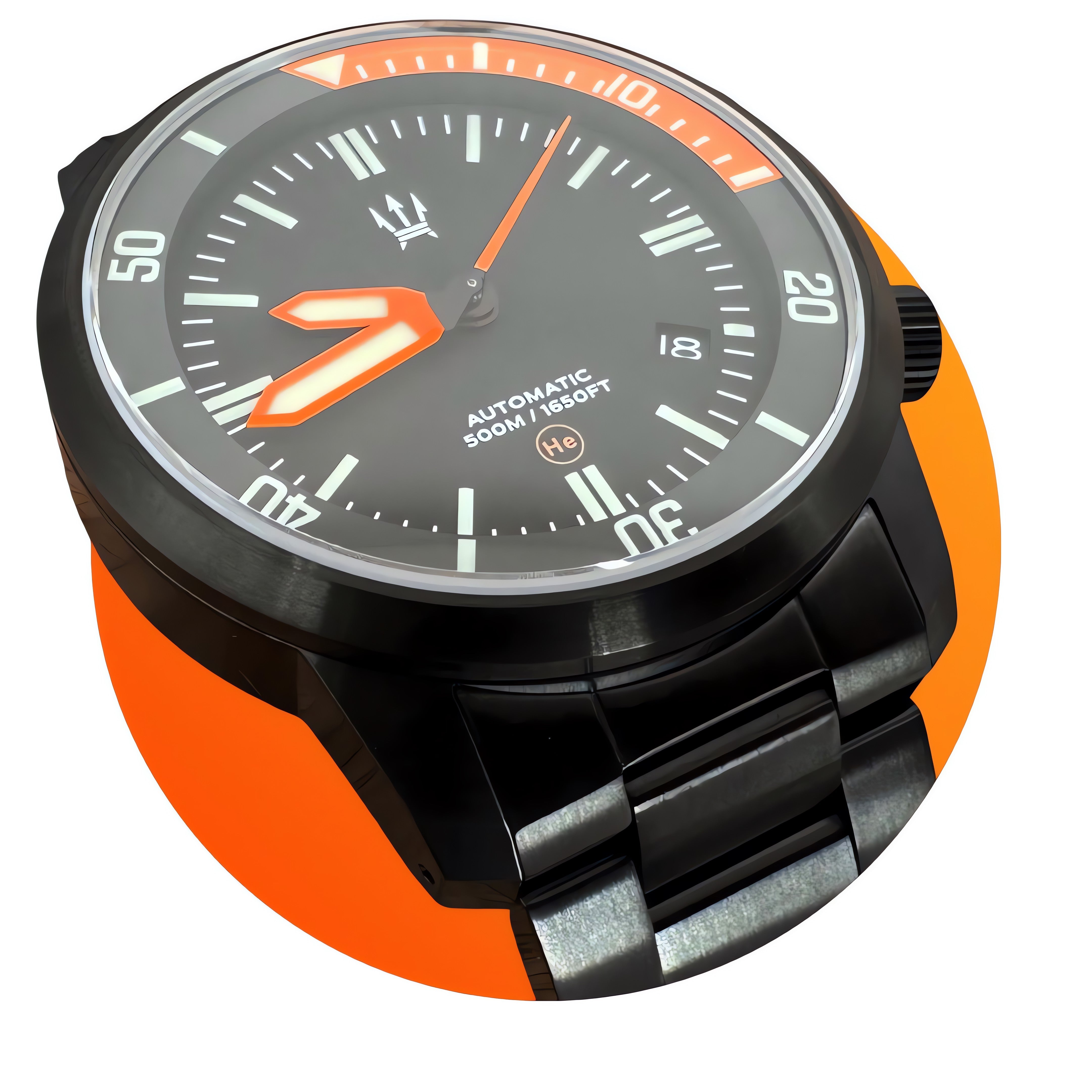 Black DLC - Stainless Steel DC-50 Dual Crown 50ATM Diver Automatic Watch With Date + Bracelet by Maratac®